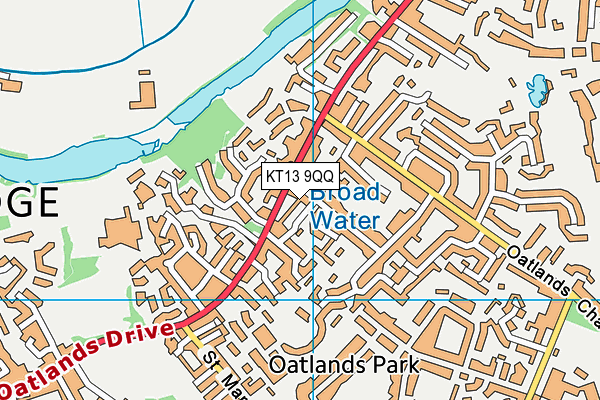KT13 9QQ map - OS VectorMap District (Ordnance Survey)