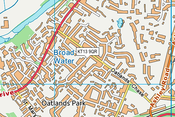 KT13 9QR map - OS VectorMap District (Ordnance Survey)