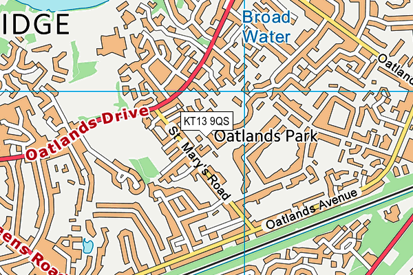 KT13 9QS map - OS VectorMap District (Ordnance Survey)
