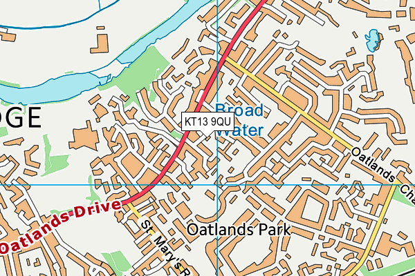 KT13 9QU map - OS VectorMap District (Ordnance Survey)