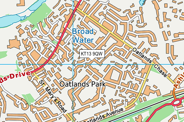KT13 9QW map - OS VectorMap District (Ordnance Survey)