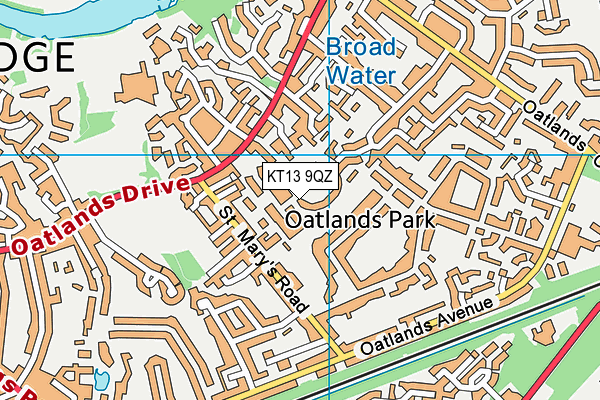 KT13 9QZ map - OS VectorMap District (Ordnance Survey)