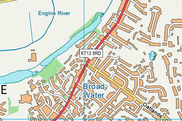 KT13 9RD map - OS VectorMap District (Ordnance Survey)