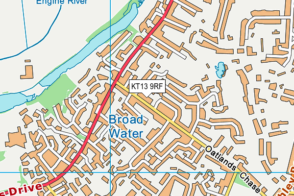 KT13 9RF map - OS VectorMap District (Ordnance Survey)