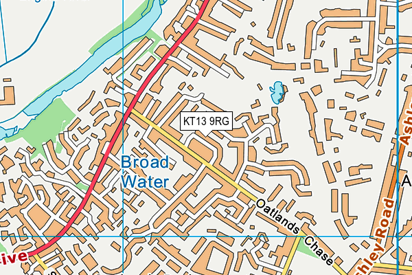 KT13 9RG map - OS VectorMap District (Ordnance Survey)