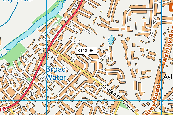 KT13 9RJ map - OS VectorMap District (Ordnance Survey)