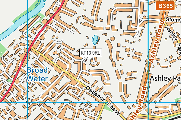 KT13 9RL map - OS VectorMap District (Ordnance Survey)