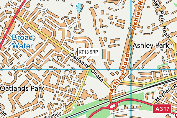 KT13 9RP map - OS VectorMap District (Ordnance Survey)