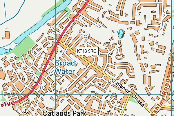 KT13 9RQ map - OS VectorMap District (Ordnance Survey)