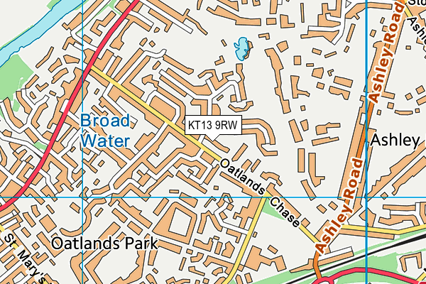 KT13 9RW map - OS VectorMap District (Ordnance Survey)