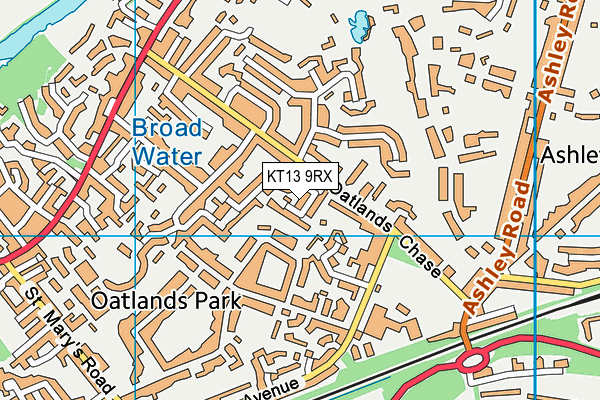 KT13 9RX map - OS VectorMap District (Ordnance Survey)
