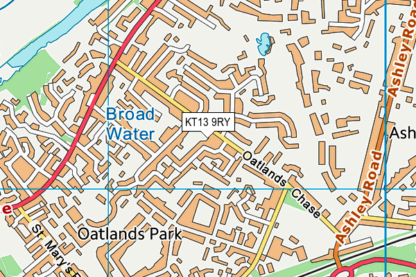 KT13 9RY map - OS VectorMap District (Ordnance Survey)