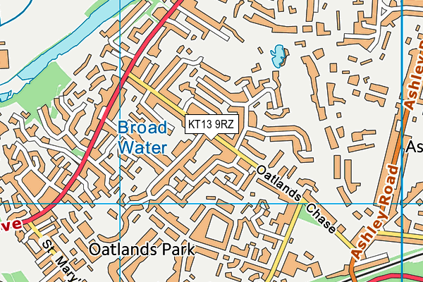 KT13 9RZ map - OS VectorMap District (Ordnance Survey)