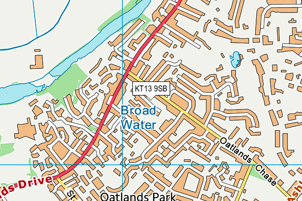 KT13 9SB map - OS VectorMap District (Ordnance Survey)