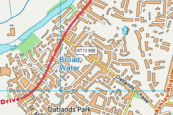 KT13 9SE map - OS VectorMap District (Ordnance Survey)