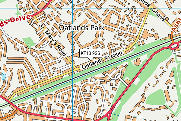 KT13 9SS map - OS VectorMap District (Ordnance Survey)