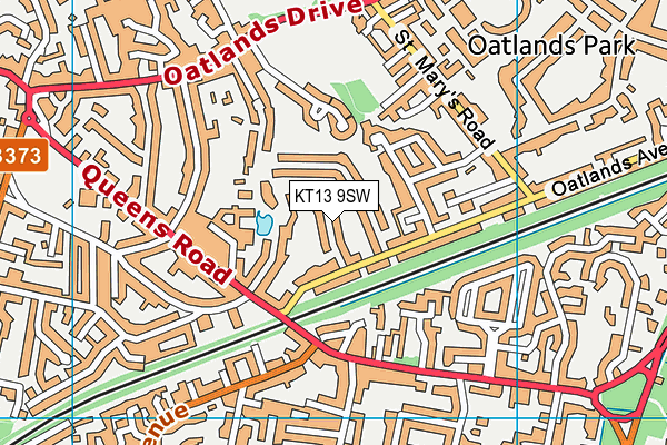 KT13 9SW map - OS VectorMap District (Ordnance Survey)
