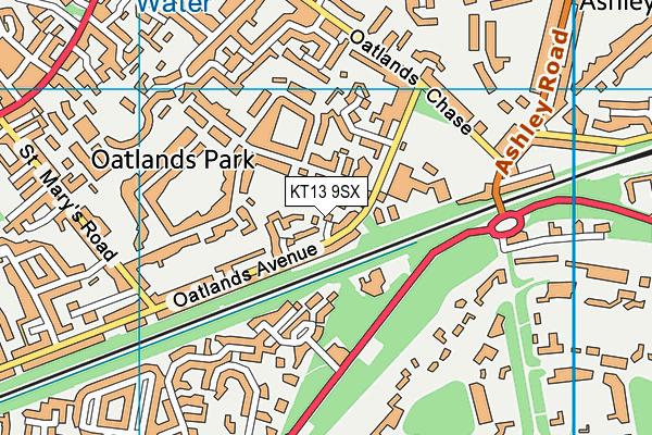 KT13 9SX map - OS VectorMap District (Ordnance Survey)