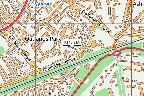 KT13 9TA map - OS VectorMap District (Ordnance Survey)