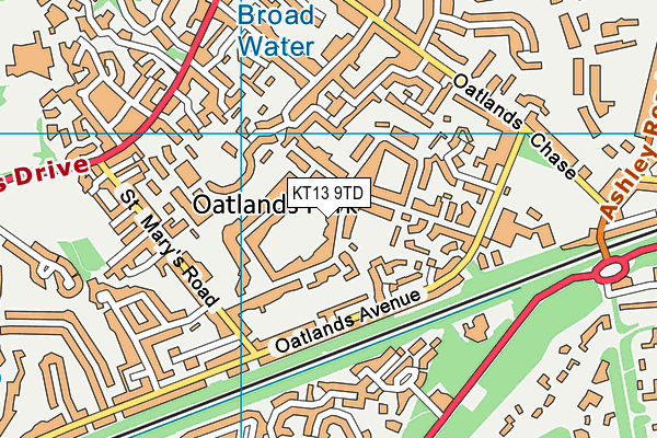 KT13 9TD map - OS VectorMap District (Ordnance Survey)