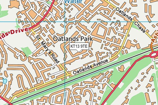 KT13 9TE map - OS VectorMap District (Ordnance Survey)