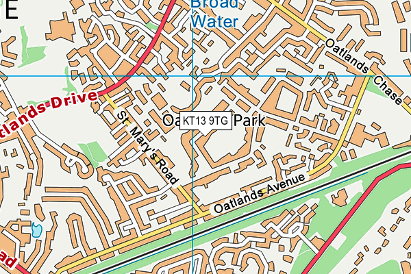 KT13 9TG map - OS VectorMap District (Ordnance Survey)