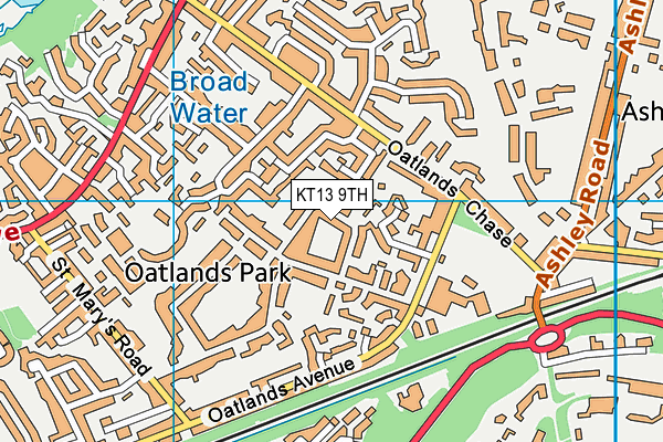 KT13 9TH map - OS VectorMap District (Ordnance Survey)