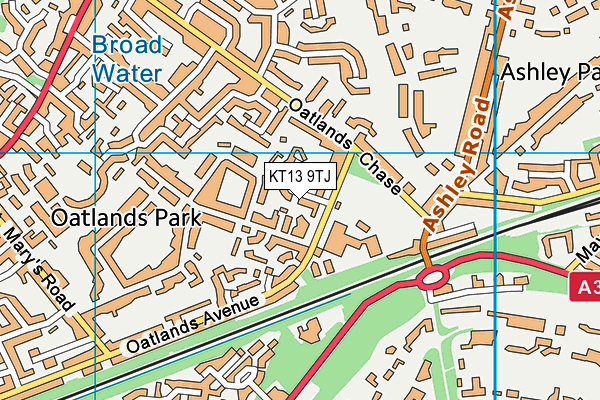 KT13 9TJ map - OS VectorMap District (Ordnance Survey)