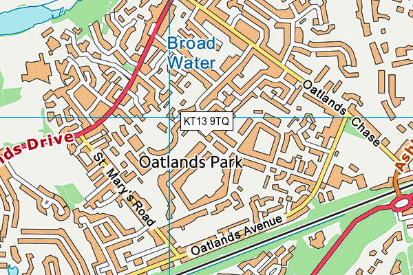 KT13 9TQ map - OS VectorMap District (Ordnance Survey)