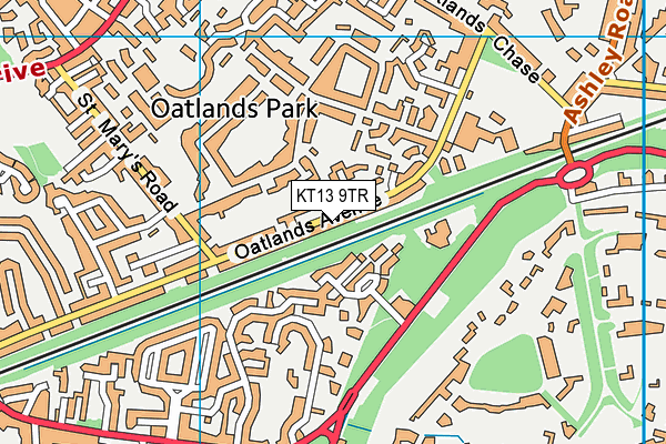 KT13 9TR map - OS VectorMap District (Ordnance Survey)