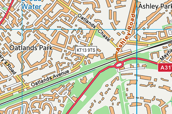 Cleves School map (KT13 9TS) - OS VectorMap District (Ordnance Survey)