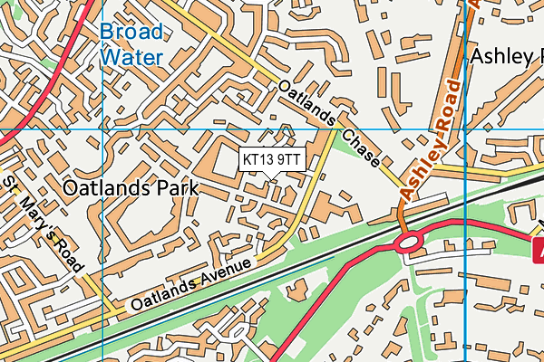 KT13 9TT map - OS VectorMap District (Ordnance Survey)
