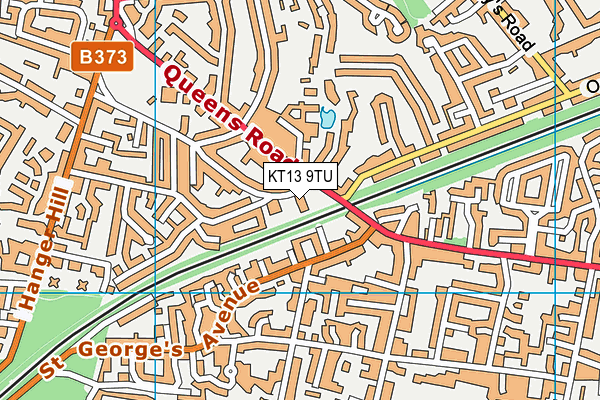 KT13 9TU map - OS VectorMap District (Ordnance Survey)