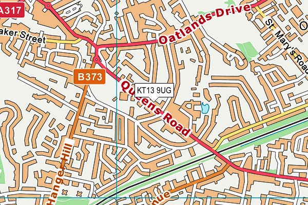 KT13 9UG map - OS VectorMap District (Ordnance Survey)