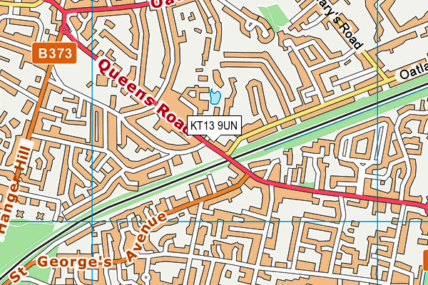 KT13 9UN map - OS VectorMap District (Ordnance Survey)