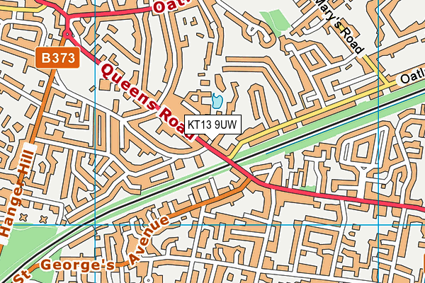 KT13 9UW map - OS VectorMap District (Ordnance Survey)