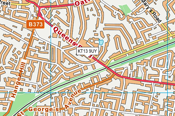 KT13 9UY map - OS VectorMap District (Ordnance Survey)