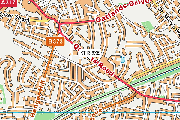 KT13 9XE map - OS VectorMap District (Ordnance Survey)