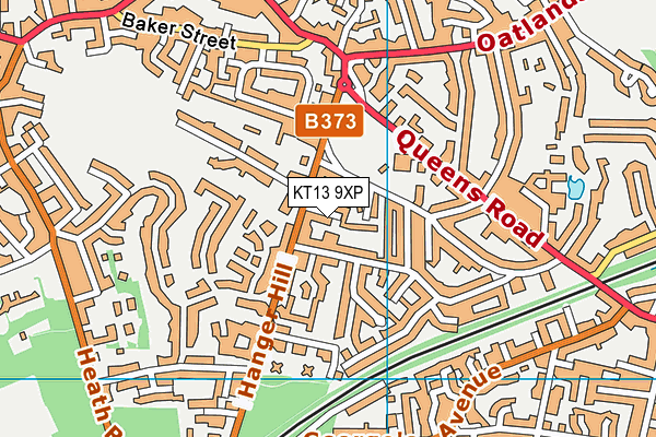 KT13 9XP map - OS VectorMap District (Ordnance Survey)