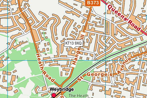 KT13 9XQ map - OS VectorMap District (Ordnance Survey)