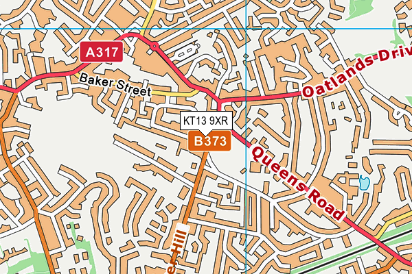 KT13 9XR map - OS VectorMap District (Ordnance Survey)