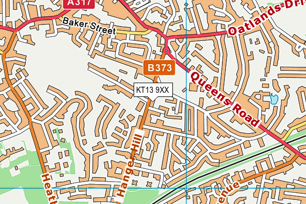 KT13 9XX map - OS VectorMap District (Ordnance Survey)