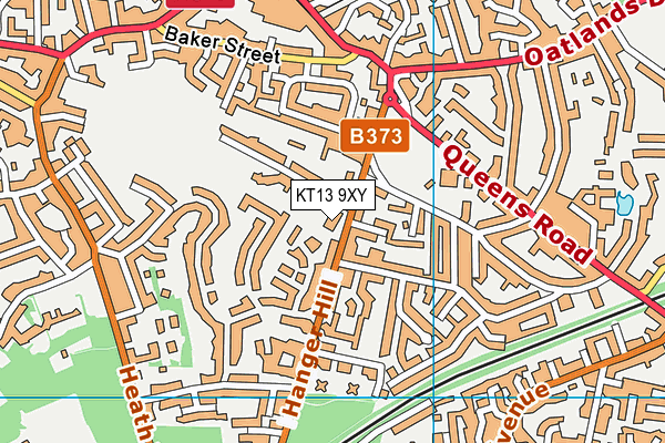 KT13 9XY map - OS VectorMap District (Ordnance Survey)