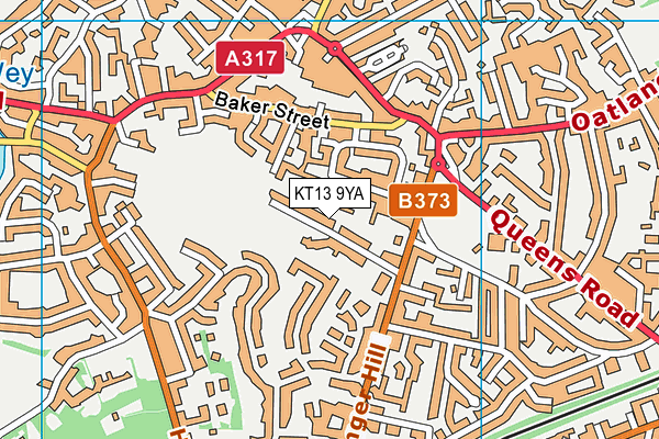 KT13 9YA map - OS VectorMap District (Ordnance Survey)