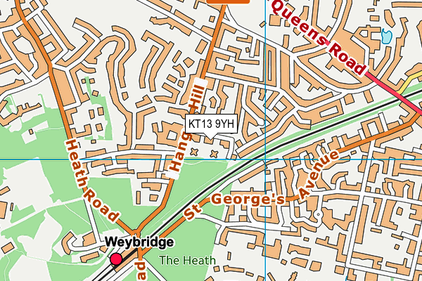 KT13 9YH map - OS VectorMap District (Ordnance Survey)