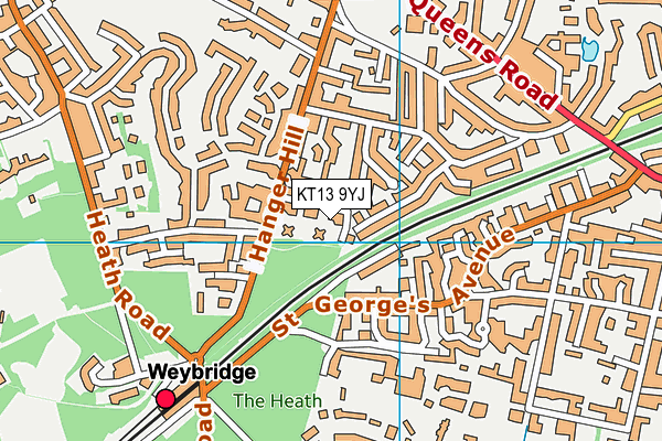 KT13 9YJ map - OS VectorMap District (Ordnance Survey)