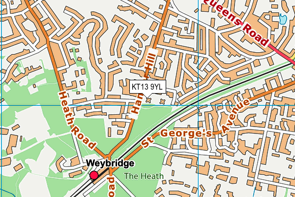 KT13 9YL map - OS VectorMap District (Ordnance Survey)