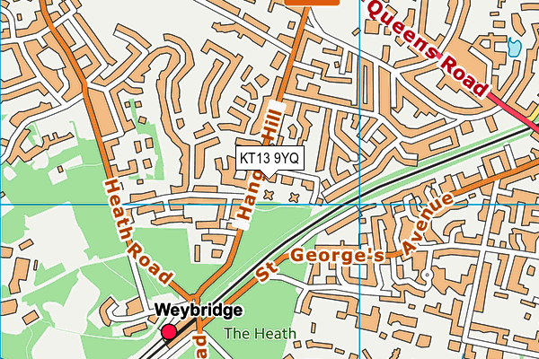 KT13 9YQ map - OS VectorMap District (Ordnance Survey)