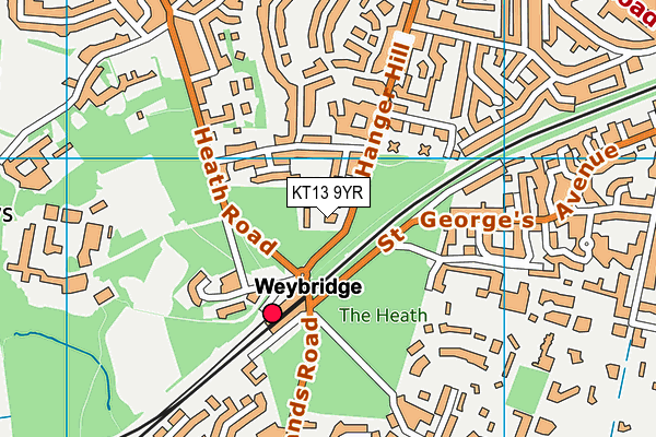 KT13 9YR map - OS VectorMap District (Ordnance Survey)