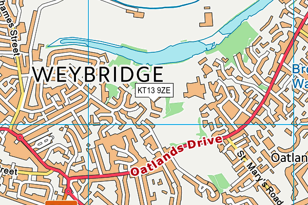 KT13 9ZE map - OS VectorMap District (Ordnance Survey)